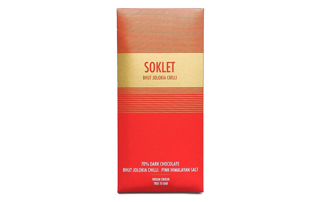 Soklet 70% Dark Chocolate, Bhut Jolokia Chilli . Himalayan Salt   Pack  50 grams